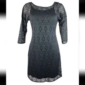 Express Size M Black Geometric Lace Dress